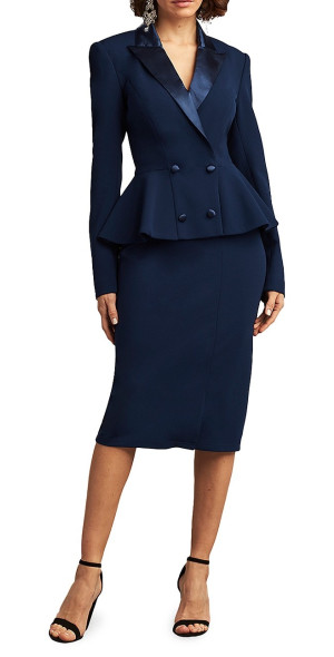 Tadashi Shoji - Women's Tuxedo-Style Crepe Peplum Dress