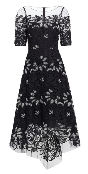 Teri Jon by Rickie Freeman - Women's Floral Guipure Lace Midi-Dress
