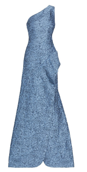 Teri Jon by Rickie Freeman Women's Floral Lace Asymmetric Gown