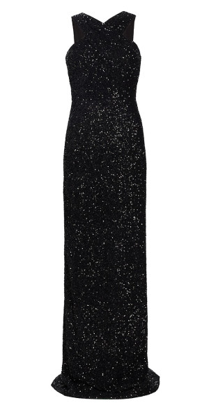 asymmetrical evening dress One Shoulder Layered Ruffle Asymmetric Neckline Column Dress Black main image 0