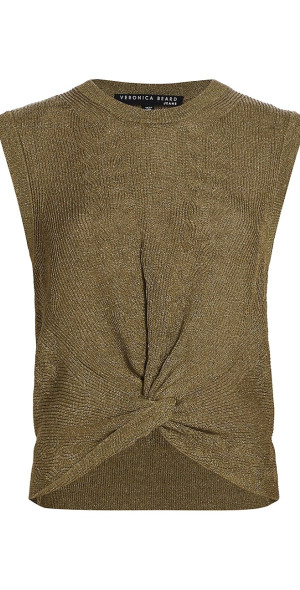 Veronica Beard Women's Kellen Twist-Front Pointelle Knit Sweater
