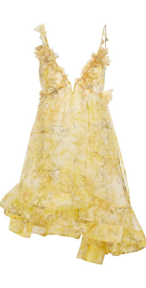 zimmermann harmony silk peony asymmetrical dress La Lune Asymmetrical Gathered Maxi Dress | Peony | Dresses main image 0