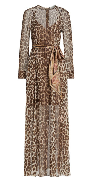 chinese dress ladies Heimish Full Size Slit Animal Print V-Neck Wide Strap Dress Khaki/Black / 3XL main image 0