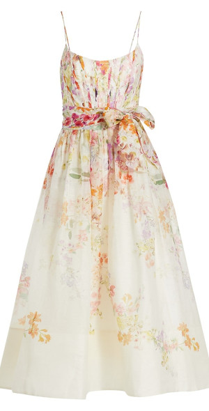 Zimmermann - Women's Natura Linen-Silk Corset Midi-Dress Zimmermann - Women's Natura Linen-Silk Corset Midi-Dress