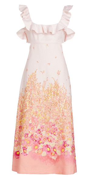 knee length dresses for ladies Zimmermann Sabotage Ruffle Midi Midnight Wisteria