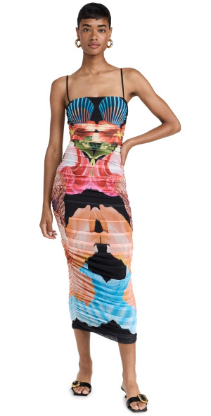 blue printed midi dress Lady Black Tie - Bluebell Breeze - Blue Floral Midi Dress