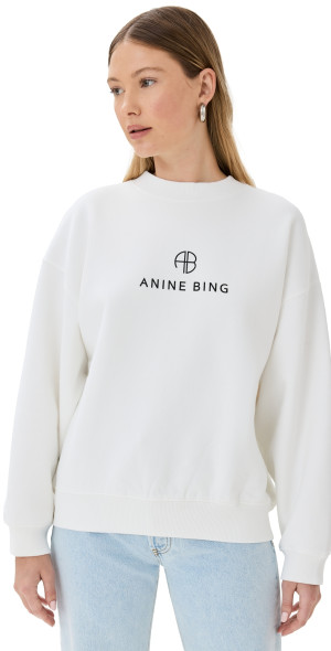 ANINE BING - Jaci Monogram Sweatshirt Ivory M