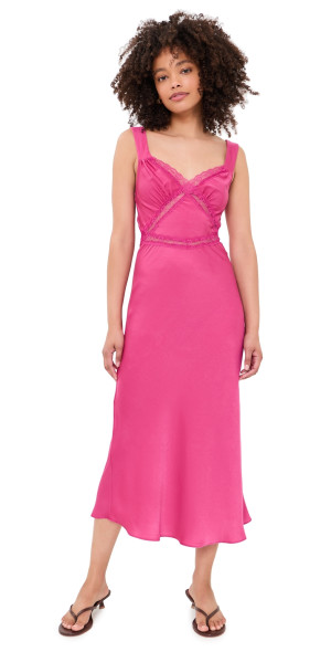 hot pink bardot dress Layana Maxi Dress