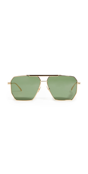 Bottega Veneta - Geometric Navigator Sunglasses Gold/Gold  display picture 1