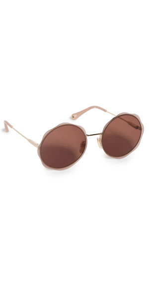 Chloe - Oval Sunglasses Gold-Gold-Brown One Size display picture 1