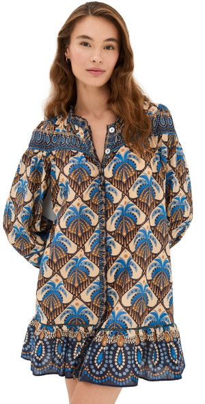 farm rio beige dress FARM Rio Shell Linen Dress