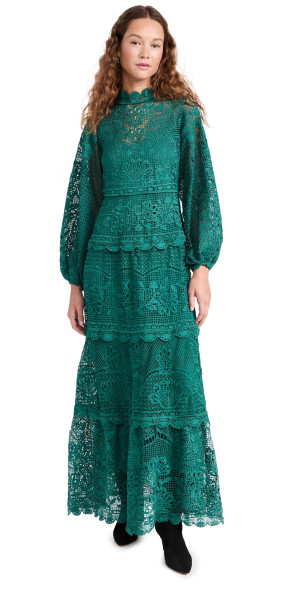 farm rio green bright yard maxi dress Farm Rio Bird Leaves Long Dress main image 1