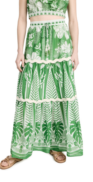 green emerald velvet dress Pink Macaw Elegance Knit Skirt – FARM Rio main image 0