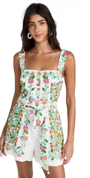 knee length dresses for ladies Off-White Tropical Lightness Sleeveless Maxi Dress – FARM Rio main image 0