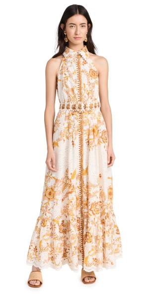 Hemant and Nandita - Long Dress With Buckle Belt Off White XXL