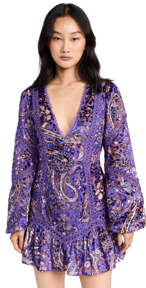 hemant and nandita purple dress Hemant and Nandita Paisley Print Mini Dress - Purple Dresses, Clothing -  WHMEA21250