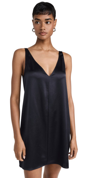 leset barb backless dress LESET Barb Mock Neck Sleeveless Dress in Pacific in Satin main image 1