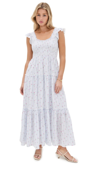 fidelia beaded maxi dress Eva Hand Beaded Pearl & Lace Maxi Dress - White