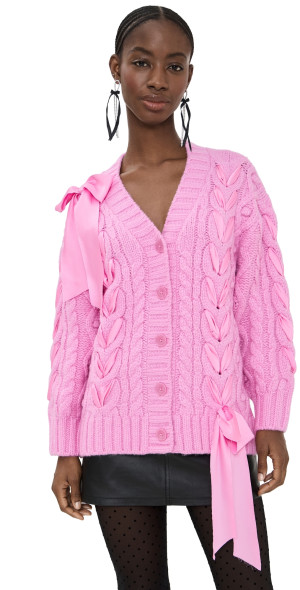 LoveShackFancy - Kassius Cardigan Rose Pompadour L