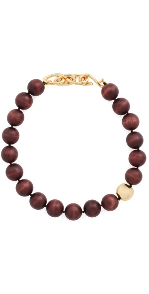 Madewell X Shopbop Oversized Wood Beaded Choker Necklace Antique Gold