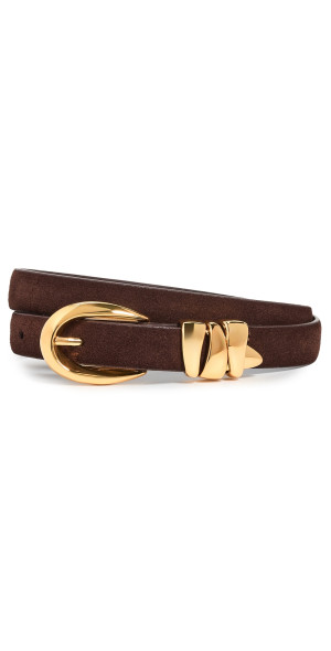 Madewell - Triple Metal Keeper Suede Belt Chocolate Raisin Suede XS