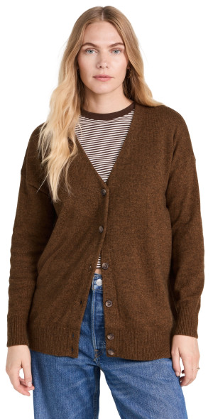 Madewell V-Neck Relaxed Cardigan Heather Hickory XS