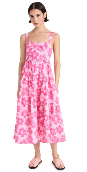 knee length dresses for ladies Stripe Pattern Knit Sleeveless Midi Dress from Moon River exclusive at   Urbanheer