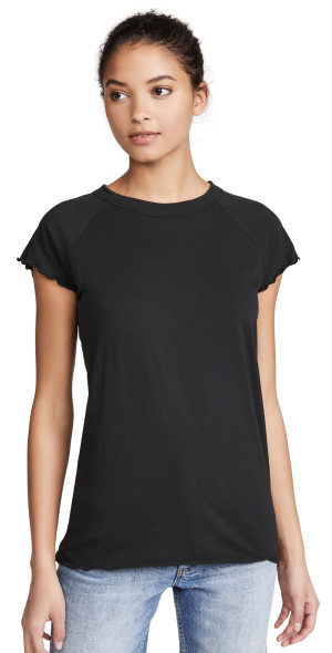 Nili Lotan - Short Sleeve Baseball Tee Washed Black L