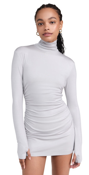 Norma Kamali - Long Sleeve Turtleneck Pickleball Dress Dove S
