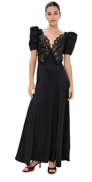 rodarte evening dresses Dark Green V-Neck Tiered Women A-Line Satin Evening Dress Formal Party Gown