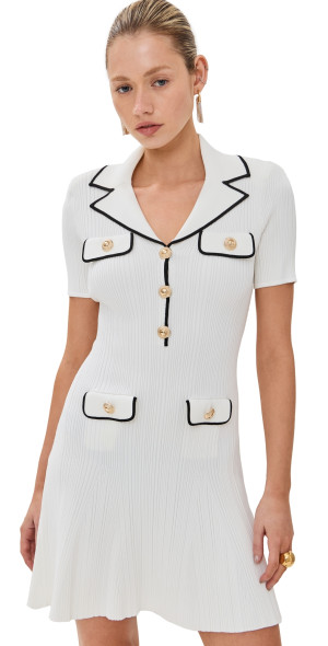 Self Portrait - White Viscose Rib Knit - Mini Dress White XS