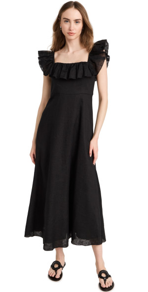 ossie clark black dress Vintage 1969 Iconic Ossie Clark England Couture Midi Dress main image 0