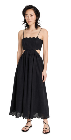 slim fit dress slacks Scalloped Contrast Fit & Flare Midi Dress main image 0