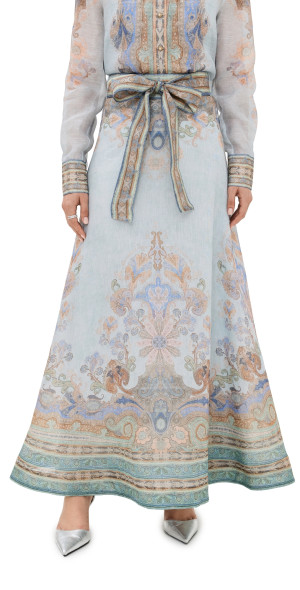 zimmermann blue paisley dress Zimmermann Luna Blue Paisley Button Long Sleeve Midi Dress main image 1