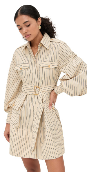Zimmermann Memento Utility Mini Dress Almond Stripe