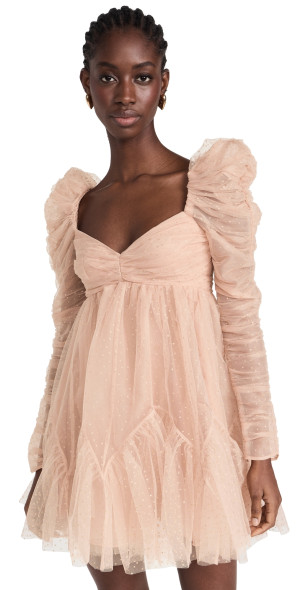 zimmermann dusty blue tulle ruched mini dress Zimmermann Puff-Sleeve Ruched Tulle Minidress In Blue - 28% Off