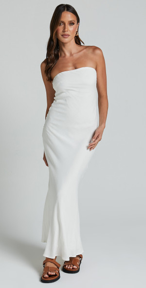 white strapless slip dress Satin in Made of satin silk DISSH - white dress