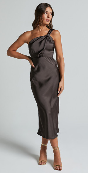 espresso satin dress Espresso Bridesmaid Dress Matte Satin Size 2X