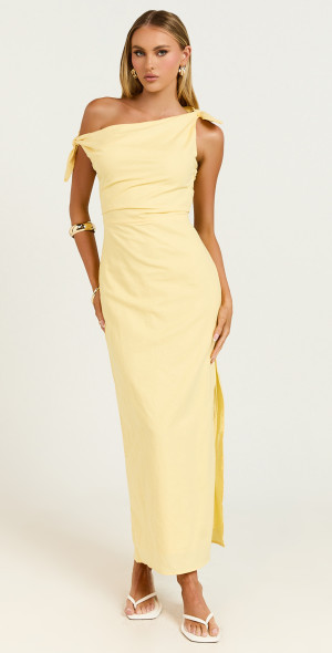 cincinnati midi dress showpo Cincinnati Midi Dress - Off The Shoulder Side Split Column Linen Look Dress in Pink Blur Floral