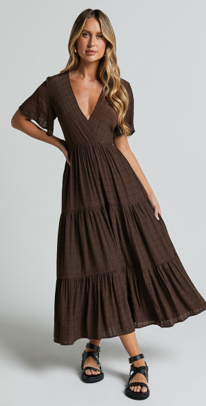 colette midi dress showpo Collette Midi Dress - Ruched Bust Wide Strap Detail Lace Midi Dress in  Black