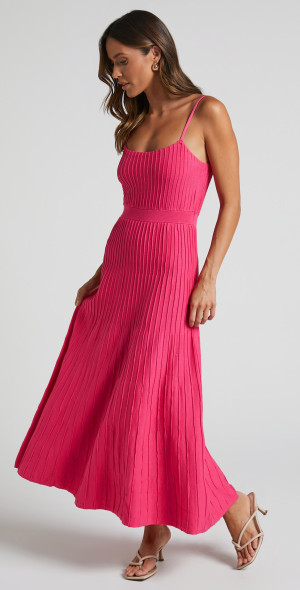 showpo hot pink dress Showpo NWT Never Worn Anieshaya Midi Dress Hot Pink Lace Dress