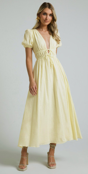 patterned yellow dress Magdalen Yellow Floral Maxi Dress