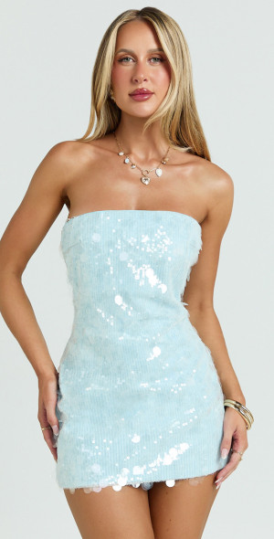 pale blue sequin dress Bottega Veneta The flowing maxi length balances sparkle with sophistication Ottilie Lace Sequin Dress |