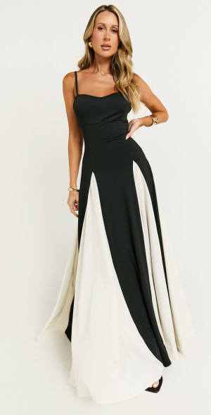 Showpo - Rima Maxi Dress - Contrast Detail A-line Maxi Dress in Black