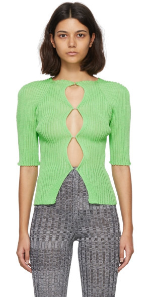 【フォローで10%オフ】 A. Roege Hove カーディガン A. ROEGE HOVE - SSENSE Exclusive Green Cotton & Nylon Cardigan