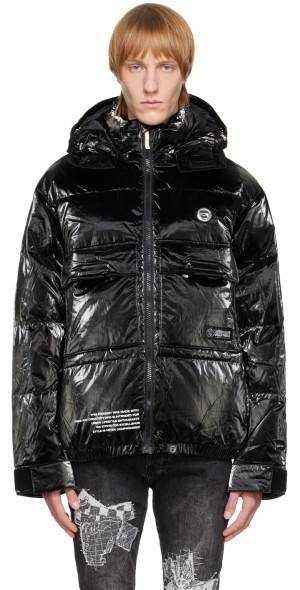 AAPE by A Bathing Ape - Black Glossy Down Jacket