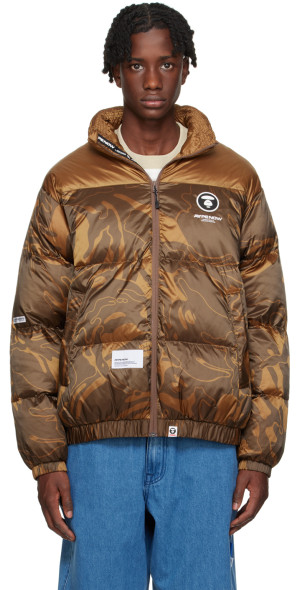 AAPE by A Bathing Ape - Brown Printed Down Jacket
