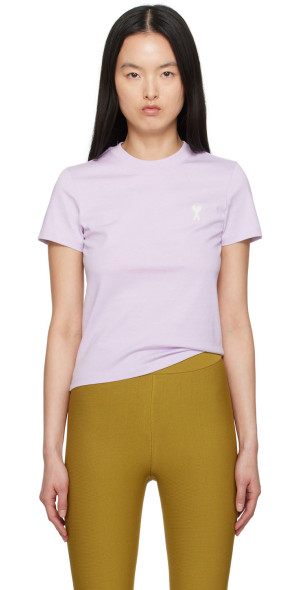 AMI Paris - Purple Cotton Cropped T-shirt