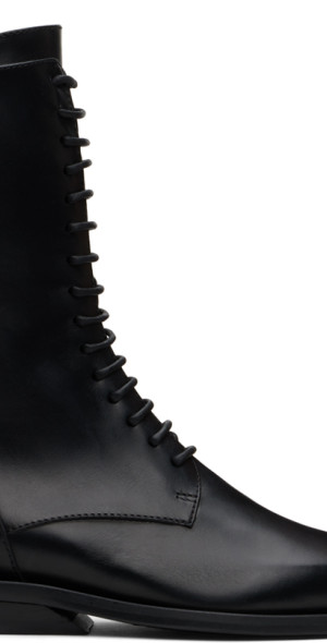 Ann Demeulemeester - Black Ise Pointy Micro Heel Lace-Up Boots