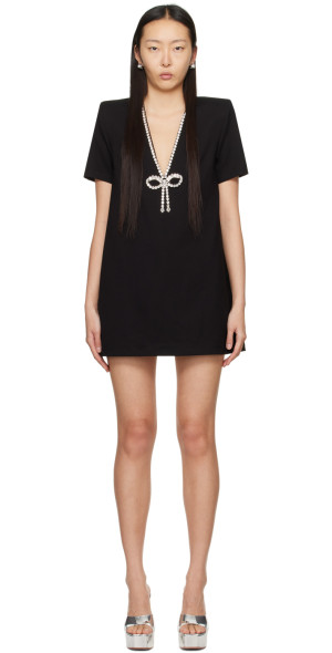 AREA - Black Crystal Bow Minidress